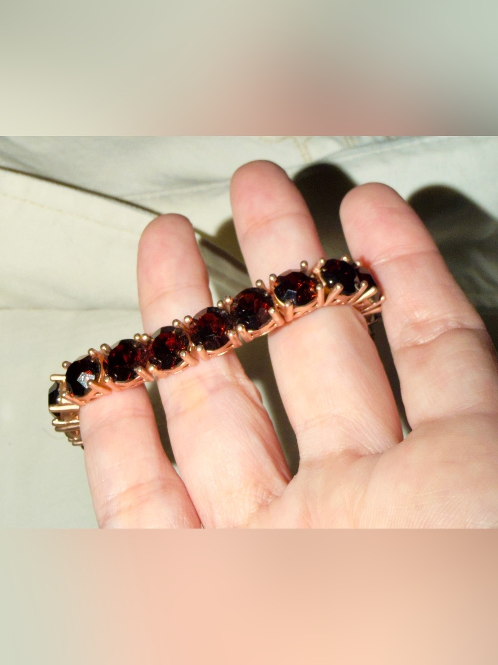 Park Lane Impressions large Garnets in Rose Gold. Tennis Bracelet. Gorgeous